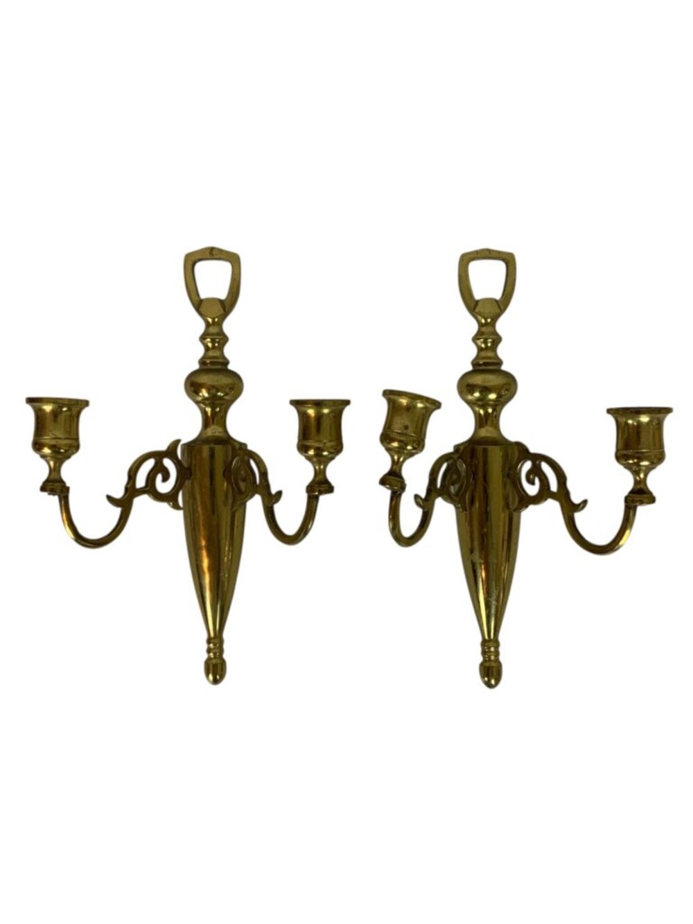 Vintage Brass Wall Sconce Pair Double Candle Holders Decorative Wall Mount Japan